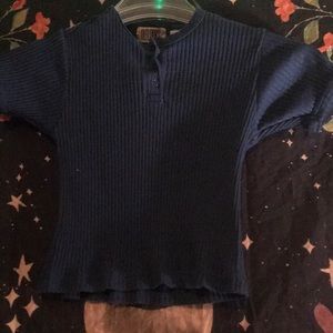 Blue crop top button up